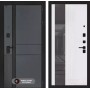 Входная дверь EVOLAB с Зеркалом 32 тонированным - Белый рельеф софт