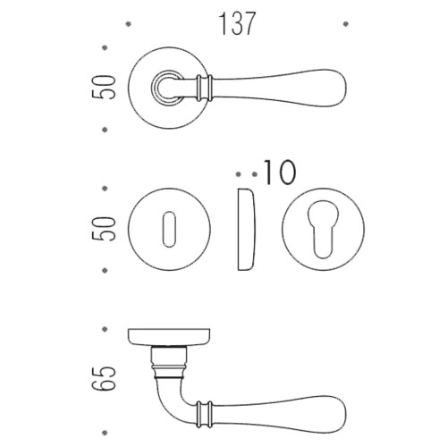 Дверная ручка на розетке Ida ID.31.OA Colombo