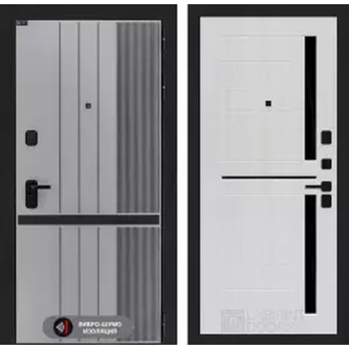 Входная дверь SKYLAB 02 - Сандал белый, стекло черное