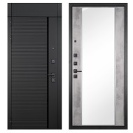 Гранит Пиано Черная с фрамугой, панель 051 зеркало Бетон светлый 16 мм