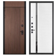 Гранит Шторм с фрамугой, панель 089 Белый софт с зеркальной тонированной вставкой 10 мм