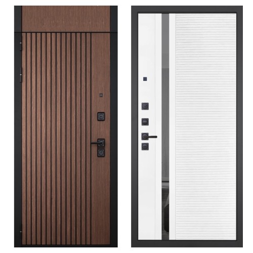 Гранит Шторм с фрамугой, панель 089 Белый софт с зеркальной тонированной вставкой 10 мм