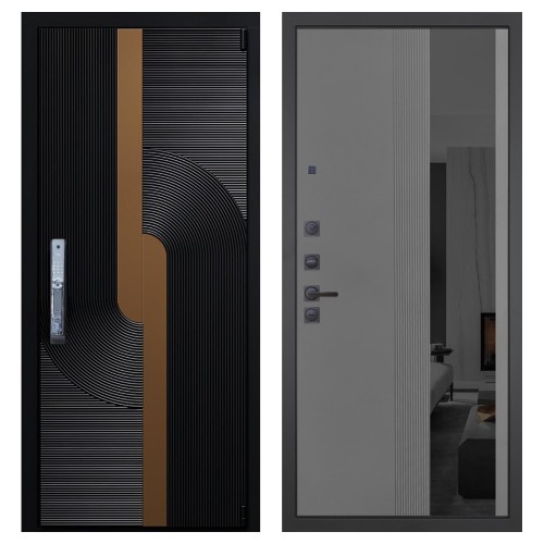 Гранит Смарт Люкс, панель 086 Серый рельеф софт с тонированным зеркало 10 мм