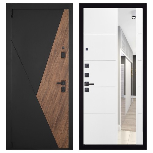 Гранит Геометрия, панель 083 Белый софт зеркало 10 мм