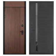 Гранит Шторм с фрамугой, панель 090 Черный кварц с зеркальной тонированной вставкой 10 мм