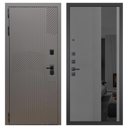 Гранит Нанорельеф, панель 086 Серый рельеф софт с тонированным зеркало 10 мм