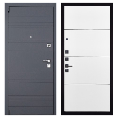 Гранит С55, панель 079 Белый софт, черный молдинг 12 мм