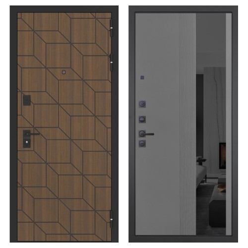 Гранит Плэй, панель 086 Серый рельеф софт с тонированным зеркало 10 мм