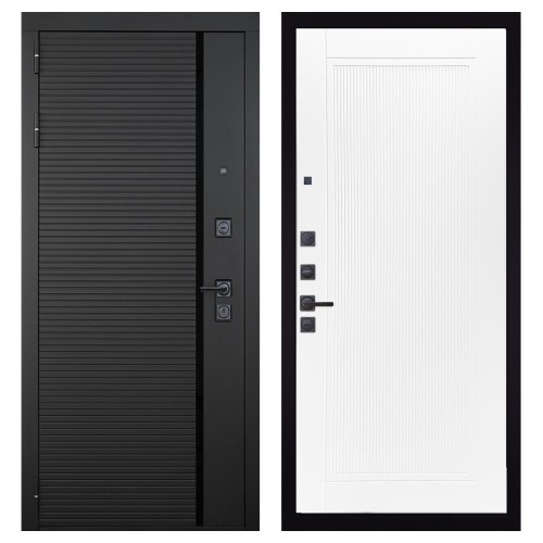 Гранит Пиано Черная, панель 082 Белый софт рельеф 10 мм