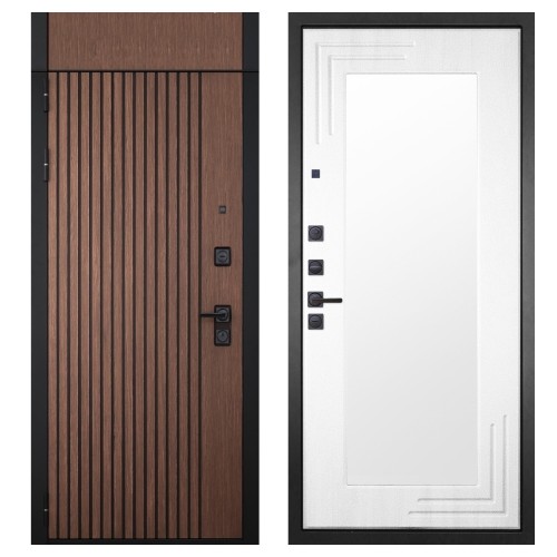 Гранит Шторм с фрамугой, панель 019 зеркало Белый ясень 16 мм