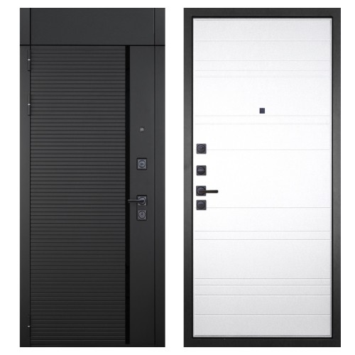 Гранит Пиано Черная с фрамугой, панель 021 Белый матовый 16 мм