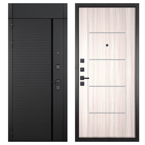 Гранит Пиано Черная с фрамугой, панель 012 Клен светлый 16 мм