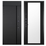 Гранит Пиано Черная с фрамугой, панель 071 зеркало Фацет 16 мм