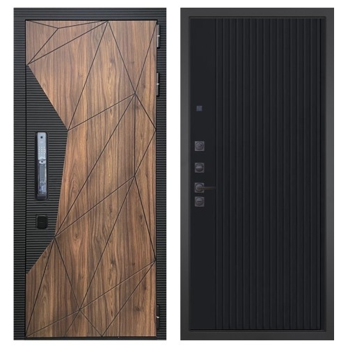 Гранит Континент Смарт, панель 088 Черный кварц с фрезеровкой 10 мм