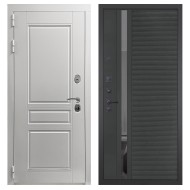 Гранит Лира Белая, панель 090 Черный кварц с зеркальной тонированной вставкой 10 мм