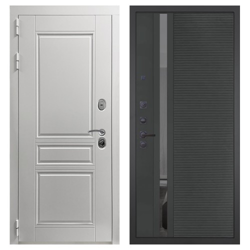 Гранит Лира Белая, панель 090 Черный кварц с зеркальной тонированной вставкой 10 мм