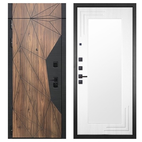 Гранит Континент с фрамугой, панель 019 зеркало Белый ясень 16 мм