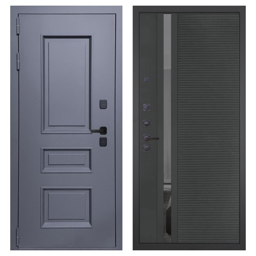 Гранит Сибирь, панель 090 Черный кварц с зеркальной тонированной вставкой 10 мм