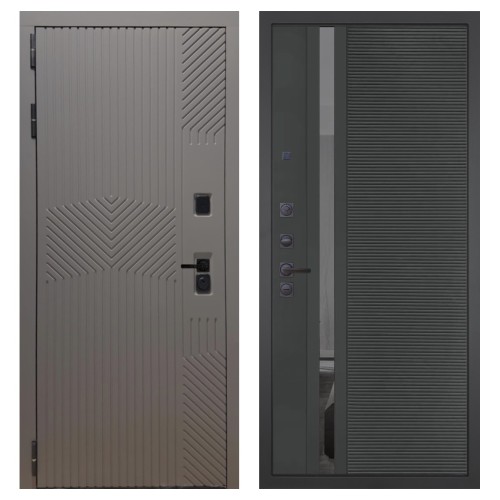 Гранит Нанорельеф, панель 090 Черный кварц с зеркальной тонированной вставкой 10 мм