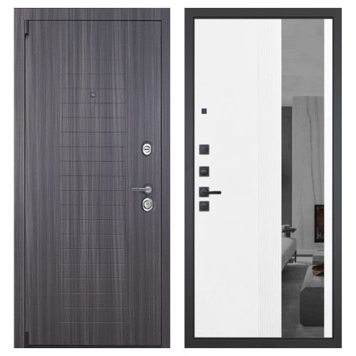 Гранит С7, панель 085 Белый рельеф софт с тонированным зеркало 10 мм