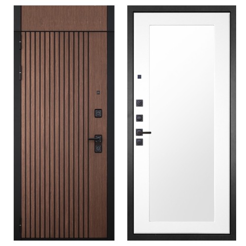 Гранит Шторм с фрамугой, панель 010 зеркало Белый матовый 16 мм