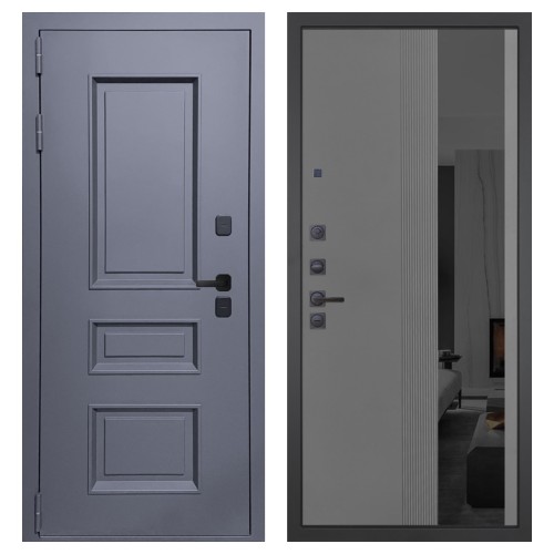 Гранит Сибирь, панель 086 Серый рельеф софт с тонированным зеркало 10 мм