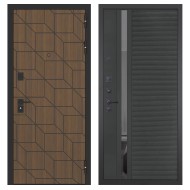 Гранит Плэй, панель 090 Черный кварц с зеркальной тонированной вставкой 10 мм