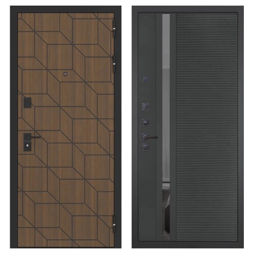 Гранит Плэй, панель 090 Черный кварц с зеркальной тонированной вставкой 10 мм