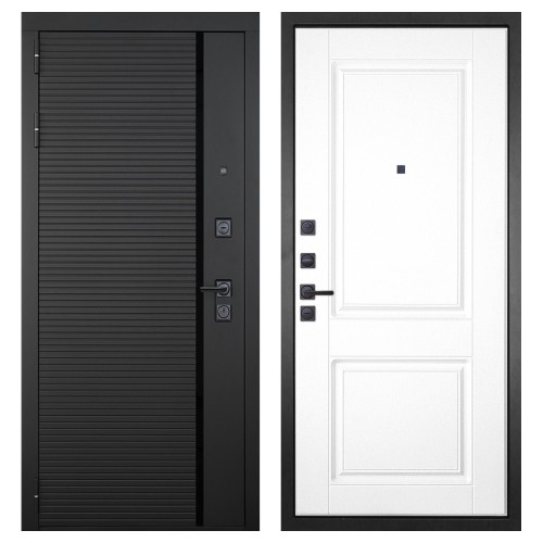 Гранит Пиано Черная, панель 035 Белая классика 12 мм