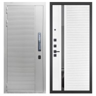 Гранит Пиано Смарт Белая, панель 089 Белый софт с зеркальной тонированной вставкой 10 мм