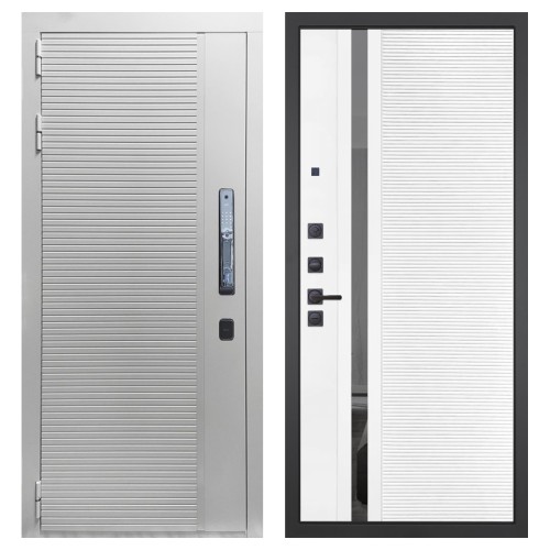 Гранит Пиано Смарт Белая, панель 089 Белый софт с зеркальной тонированной вставкой 10 мм