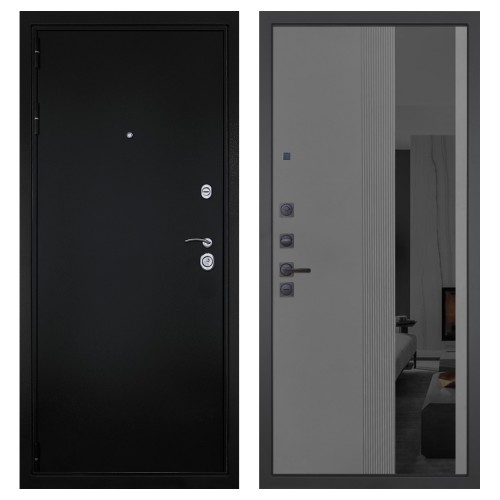 Гранит Ультра 8, панель 086 Серый рельеф софт с тонированным зеркало 10 мм