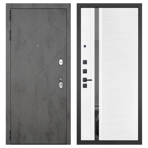 Гранит Дуэт, панель 089 Белый софт с зеркальной тонированной вставкой 10 мм