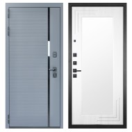 Гранит Пиано Серая, панель 019 зеркало Белый ясень 16 мм