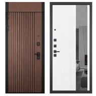 Гранит Шторм с фрамугой, панель 085 Белый рельеф софт с тонированным зеркало 10 мм