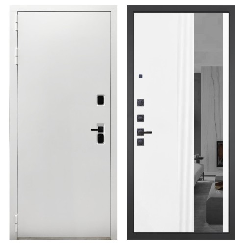 Гранит Вайт, панель 085 Белый рельеф софт с тонированным зеркало 10 мм