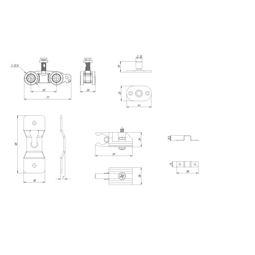 Комплект Armadillo (Армадилло) для раздвижных профильных дверей SLD.Comfort-PRO.SET1.PROF rollers/80