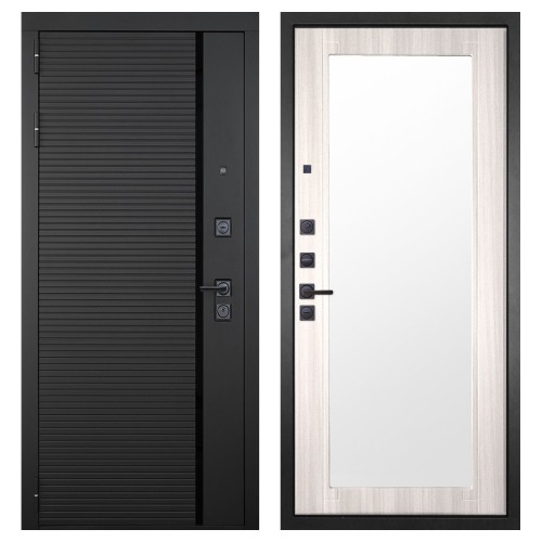 Гранит Пиано Черная, панель 017 зеркало Сандал светлый 16 мм