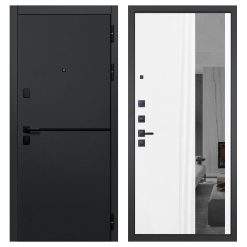 Гранит Горизонт, панель 085 Белый рельеф софт с тонированным зеркало 10 мм