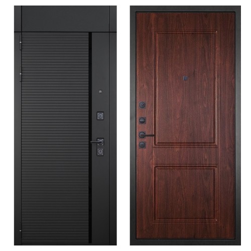 Гранит Пиано Черная с фрамугой, панель 057 Мореная береза 12 мм