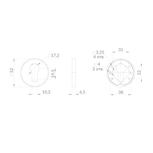 Накладка Punto (Пунто) под цилиндр ET.R.EST.R52 SSC-16 сатинированный хром 
