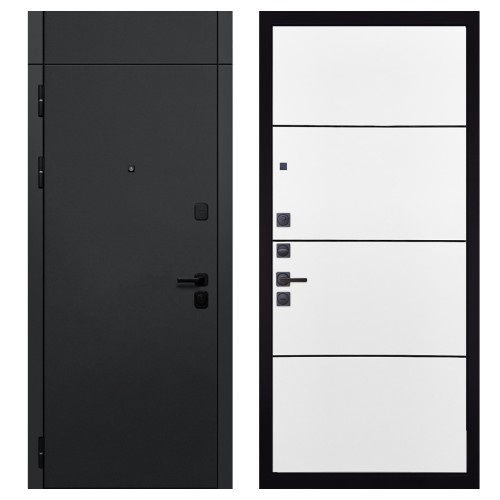 Гранит Горизонт с фрамугой, панель 079 Белый софт, черный молдинг 12 мм