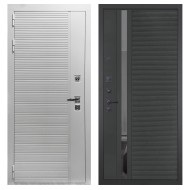 Гранит Пиано Белая, панель 090 Черный кварц с зеркальной тонированной вставкой 10 мм