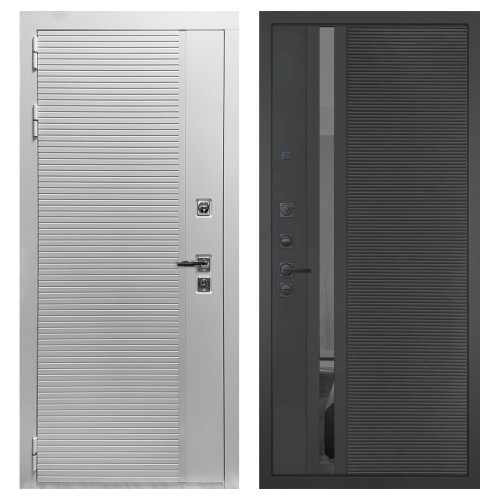 Гранит Пиано Белая, панель 090 Черный кварц с зеркальной тонированной вставкой 10 мм