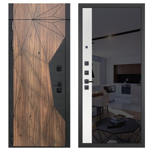 Гранит Континент с фрамугой, панель 091 зеркало макси бок тонированное черное 10 мм