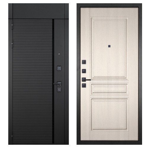 Гранит Пиано Черная с фрамугой, панель 025 Лиственница 10 мм