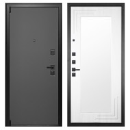 Гранит Лайт Графит, панель 019 зеркало Белый ясень 16 мм