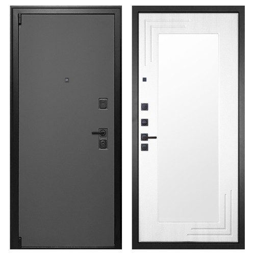 Гранит Лайт Графит, панель 019 зеркало Белый ясень 16 мм