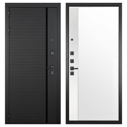 Гранит Пиано Черная, панель 075 зеркало макси бок белое 16 мм