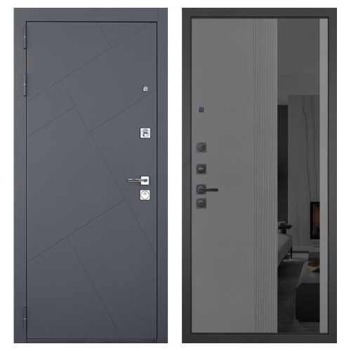 Гранит Ультра C3, панель 086 Серый рельеф софт с тонированным зеркало 10 мм